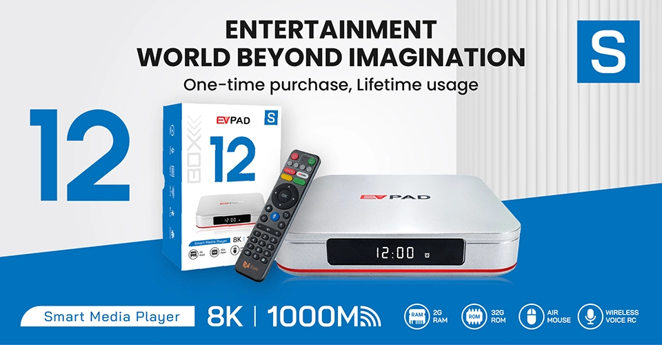 EVPAD 12S Android TV Box (International Version) EVPAD 12S Android TV Box international version version with remote and 8K support