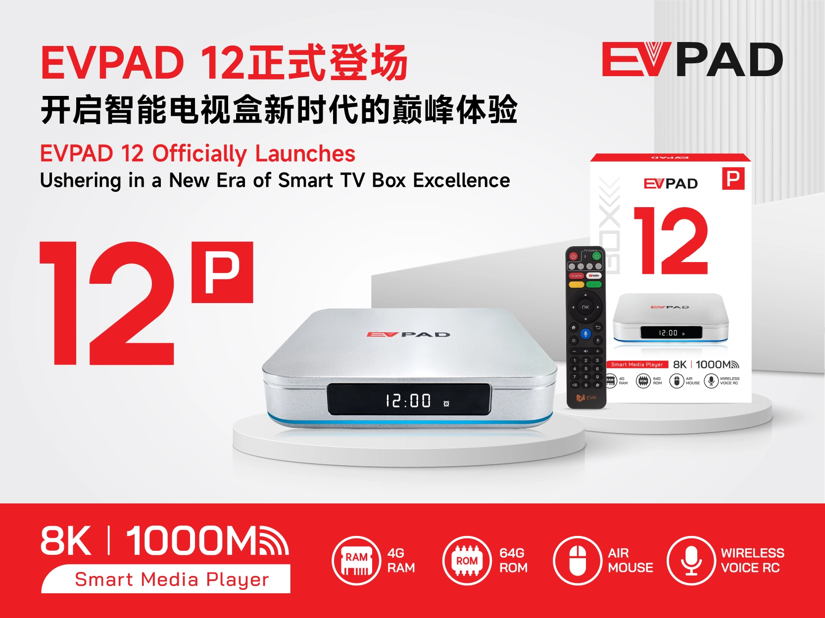 EVPAD 12 Official Launch: The Next-Generation Smart TV Box with Android 12, WiFi 6, and HDR10