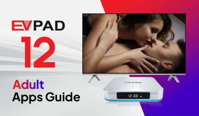 Home - EVPAD TV BOX OFFICIAL STORE EVPAD 12 adult apps guide showing private viewing mode on TV